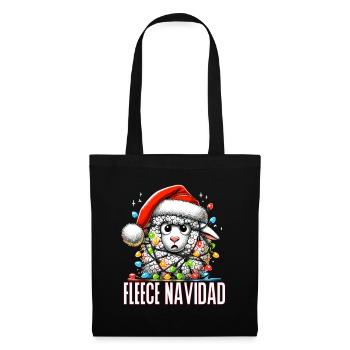 Fleece Navidad Weihnachten Geschenk Lustig Sprüche - Stoffbeutel - Schwarz - Vorne