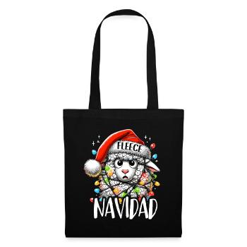 Fleece Navidad Weihnachten Geschenk Lustig Sprüche - Stoffbeutel - Schwarz - Vorne