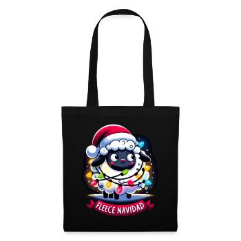 Fleece Navidad Weihnachten Geschenk Lustig Sprüche - Stoffbeutel - Schwarz - Vorne