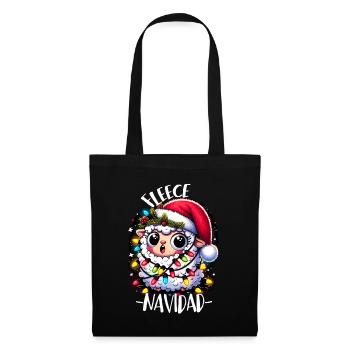 Fleece Navidad Weihnachten Geschenk Lustig Sprüche - Stoffbeutel - Schwarz - Vorne