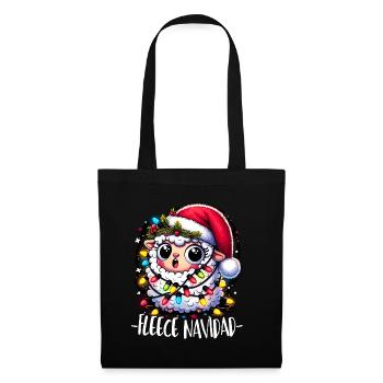 Fleece Navidad Weihnachten Geschenk Lustig Sprüche - Stoffbeutel - Schwarz - Vorne