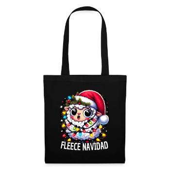 Fleece Navidad Weihnachten Geschenk Lustig Sprüche - Stoffbeutel - Schwarz - Vorne