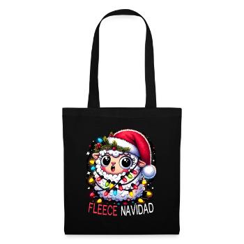 Fleece Navidad Weihnachten Geschenk Lustig Sprüche - Stoffbeutel - Schwarz - Vorne