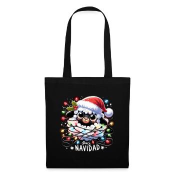Fleece Navidad Weihnachten Geschenk Lustig Sprüche - Stoffbeutel - Schwarz - Vorne