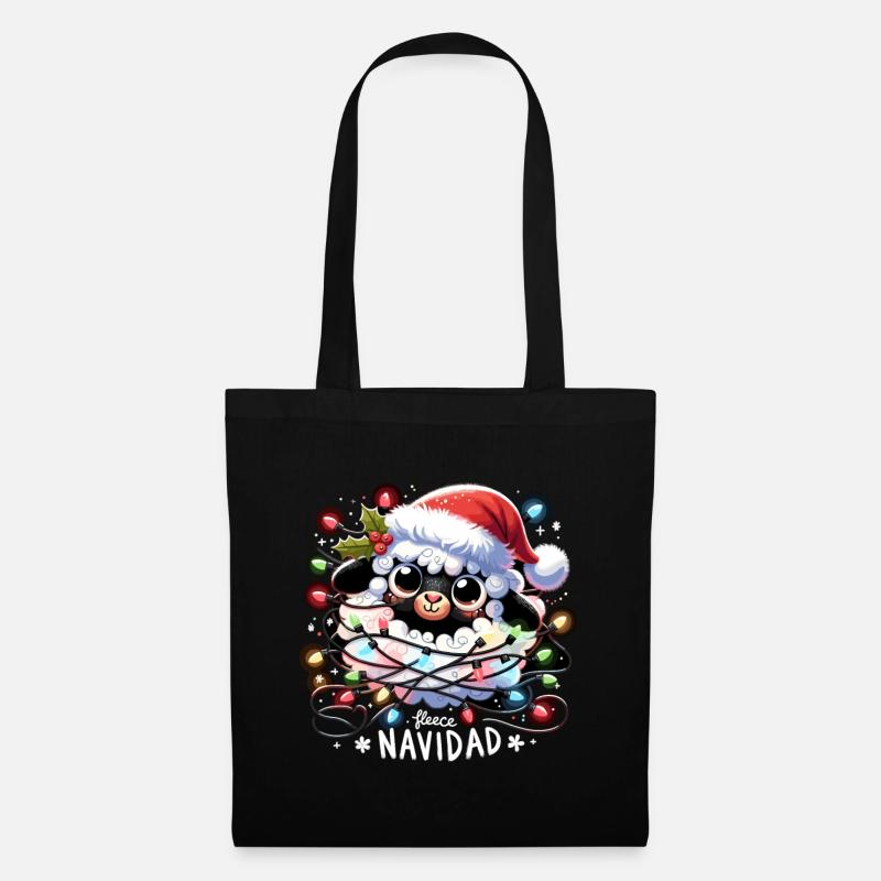 Fleece Navidad Weihnachten Geschenk Lustig Sprüche - Stoffbeutel - Schwarz