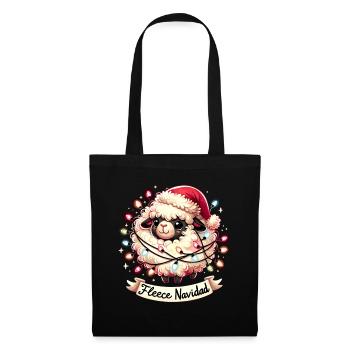 Fleece Navidad Weihnachten Geschenk Lustig Sprüche - Stoffbeutel - Schwarz - Vorne