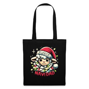 Fleece Navidad Weihnachten Geschenk Lustig Sprüche - Stoffbeutel - Schwarz - Vorne