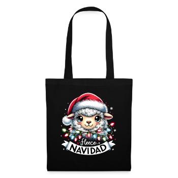 Fleece Navidad Weihnachten Geschenk Lustig Sprüche - Stoffbeutel - Schwarz - Vorne