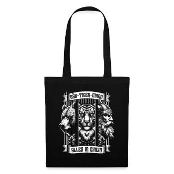 Bärtigermann Bär Tiger Mann Geschenk Bart Sprüche - Stoffbeutel - Schwarz - Vorne