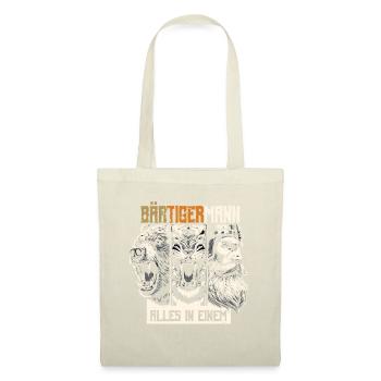 Bärtigermann Bär Tiger Mann Geschenk Bart Sprüche - Stoffbeutel - Natur - Vorne