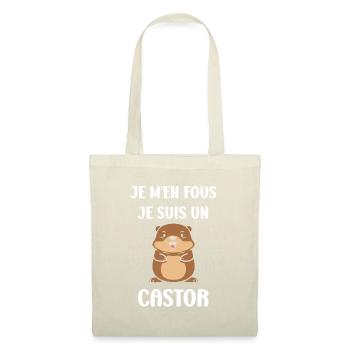 Humour petit castor - Sac en tissu - nature - Devant