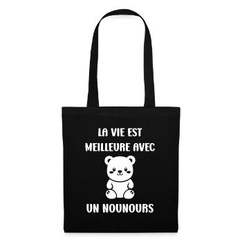 Ours en peluche petit nounours - Sac en tissu - noir - Devant