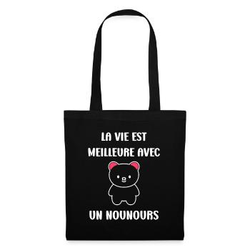 Ours en peluche petit nounours - Sac en tissu - noir - Devant
