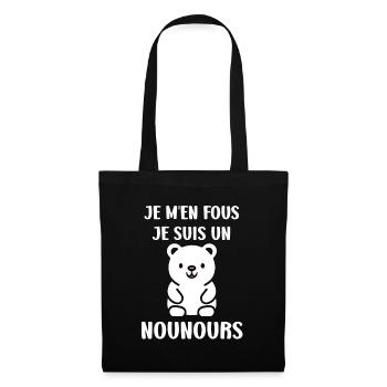 Ours en peluche petit nounours - Sac en tissu - noir - Devant