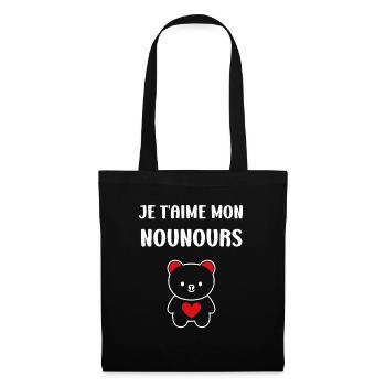 Ours en peluche petit nounours - Sac en tissu - noir - Devant