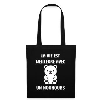 Ours en peluche petit nounours - Sac en tissu - noir - Devant