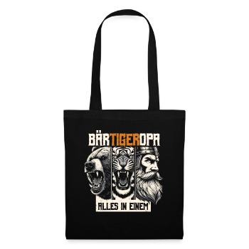 Bärtigeropa Bär Tiger Mann Geschenk Opa Sprüche - Stoffbeutel - Schwarz - Vorne