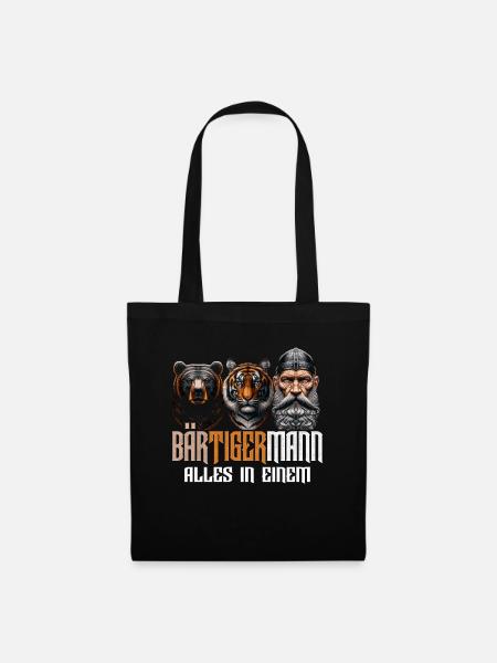 Bärtigermann Bär Tiger Mann Geschenk Bart Sprüche - Stoffbeutel - Schwarz