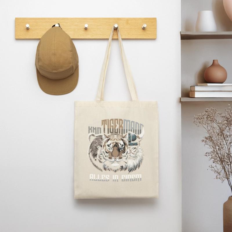 Bärtigermann Bär Tiger Mann Geschenk Bart Sprüche Stoffbeutel