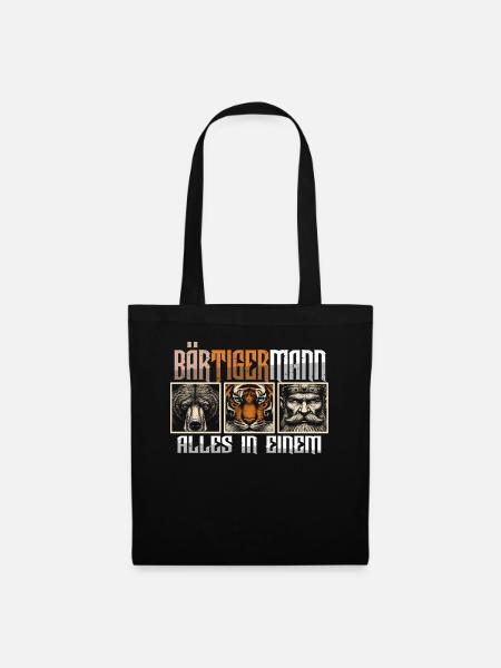 Bärtigermann Bär Tiger Mann Geschenk Bart Sprüche - Stoffbeutel - Schwarz