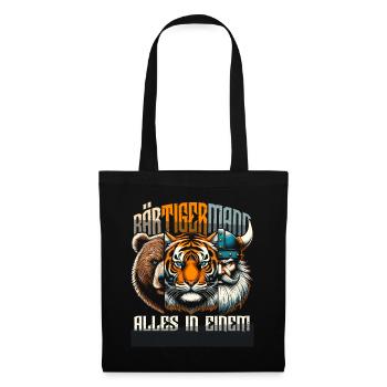 Bärtigermann Bär Tiger Mann Geschenk Bart Sprüche - Stoffbeutel - Schwarz - Vorne