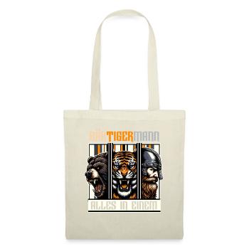 Bärtigermann Bär Tiger Mann Geschenk Bart Sprüche - Stoffbeutel - Natur - Vorne