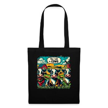 Vaches agriculteur agriculture cadeau anniversaire - Sac en tissu - noir - Devant