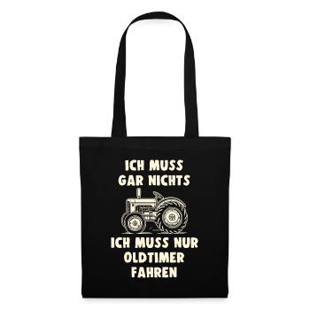 Traktor Oldtimer Landwirtschaft Geschenk Bauer - Stoffbeutel - Schwarz - Vorne