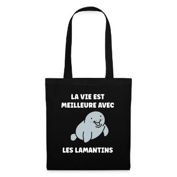 Drôle bébé minimaliste simple petit lamantin - Sac en tissu - noir - Devant