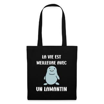 Drôle bébé minimaliste simple petit lamantin - Sac en tissu - noir - Devant