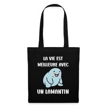 Drôle bébé minimaliste simple petit lamantin - Sac en tissu - noir - Devant
