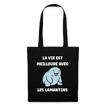 Drôle bébé minimaliste simple petit lamantin - Sac en tissu - noir - Devant