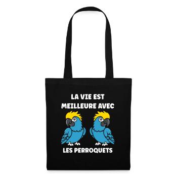 Humour petit perroquet - Sac en tissu - noir - Devant
