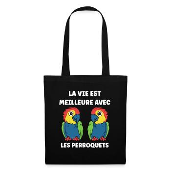 Humour petit perroquet - Sac en tissu - noir - Devant