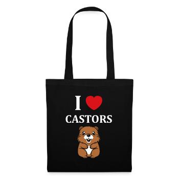Humour petit castor - Sac en tissu - noir - Devant
