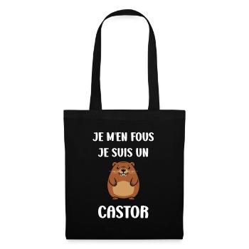 Humour petit castor - Sac en tissu - noir - Devant