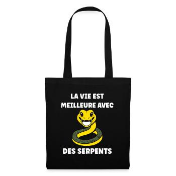 Humour petit serpent - Sac en tissu - noir - Devant