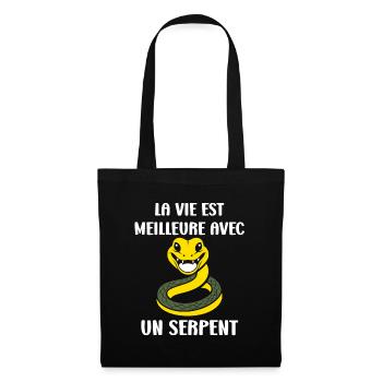 Humour petit serpent - Sac en tissu - noir - Devant