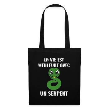 Humour petit serpent - Sac en tissu - noir - Devant