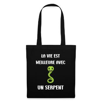Humour petit serpent - Sac en tissu - noir - Devant