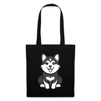 Humor kleiner Husky - Stoffbeutel - Schwarz - Vorne