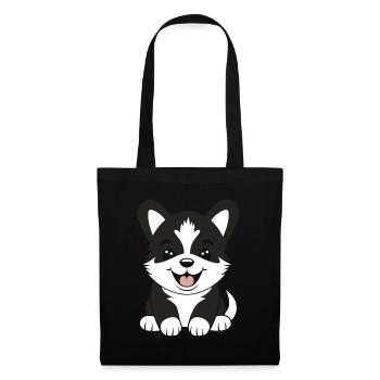 Humor kleiner Husky - Stoffbeutel - Schwarz - Vorne