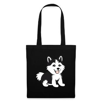 Humor kleiner Husky - Stoffbeutel - Schwarz - Vorne