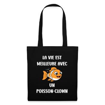 Humour petit poisson clown - Sac en tissu - noir - Devant