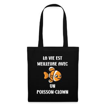 Humour petit poisson clown - Sac en tissu - noir - Devant