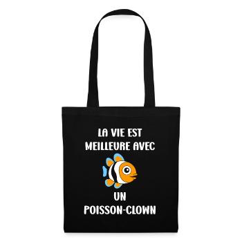 Humour petit poisson clown - Sac en tissu - noir - Devant