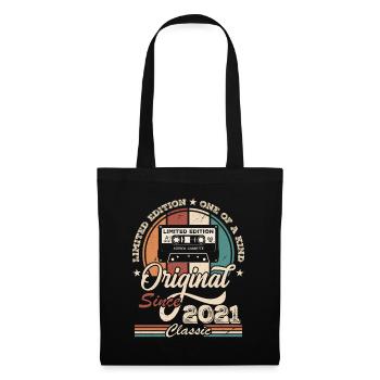 Originelles Retro-Geburtstagsgeschenk für Born in 2021 - Stoffbeutel - Schwarz - Vorne