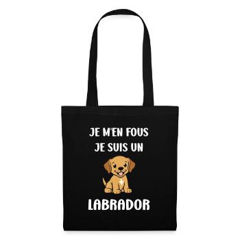 Petit chien humour labrador - Sac en tissu - noir - Devant