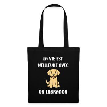 Petit chien humour labrador - Sac en tissu - noir - Devant
