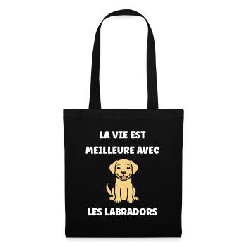 Petit chien humour labrador - Sac en tissu - noir - Devant